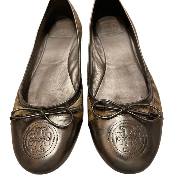Tory Burch Verbena Ballet Flat Silver Patent Toe -Chanel Style  Size 10 - Picture 4 of 8